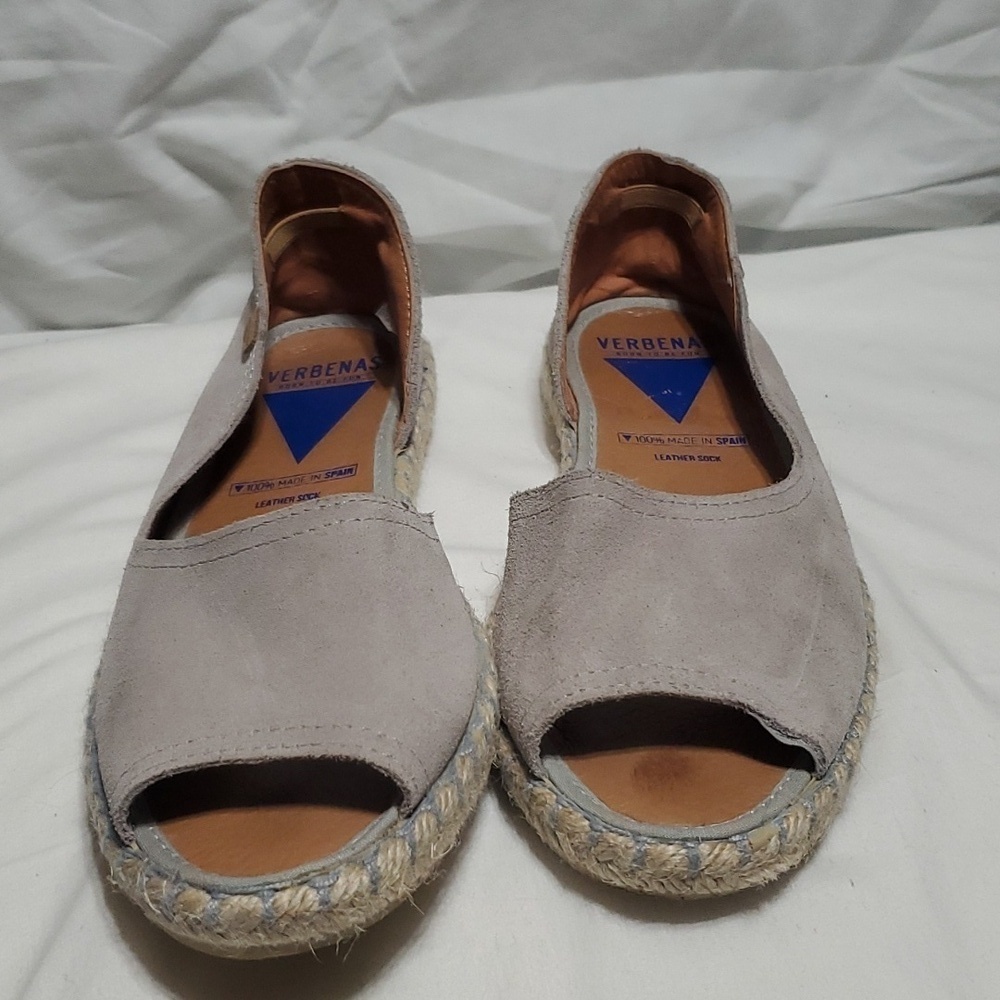 Verbenas taupe suede espadrille leather sock flat cruz